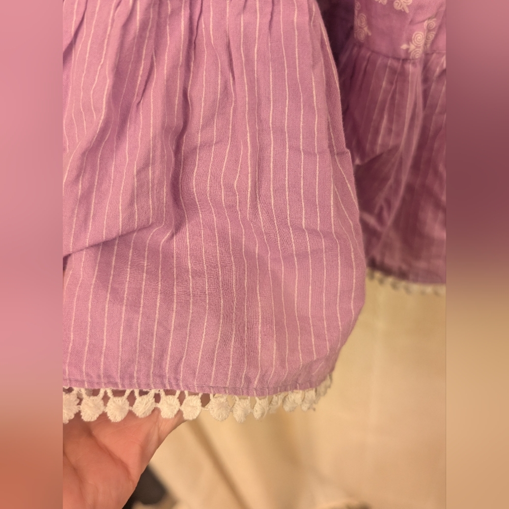 Girls' Lavender Floral Tiered Ruffle Pants - Picture 2 of 3